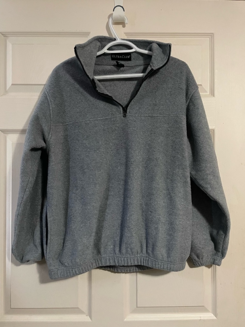 Simple Gray Quarter-Zip Fleece Sweater